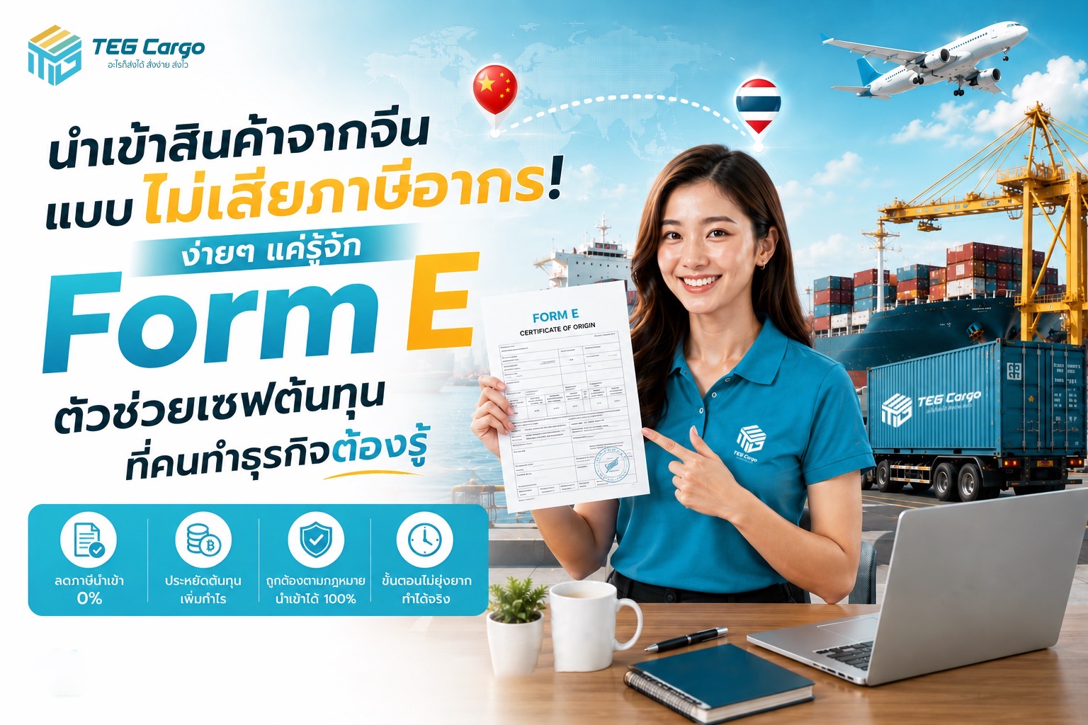 นำเข้าสินค้าจากจีนแบบไม่เสียภาษีอากร! ง่ายๆ แค่รู้จัก Form E ตัวช่วยเซฟต้นทุนที่คนทำธุรกิจต้องรู้